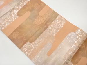 引箔ヱ霞に花唐草・花菱模様織出し名古屋帯
